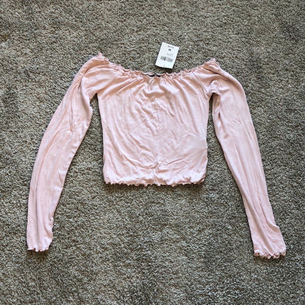 *SOLD* NEW Forever 21 Striped Off the Shoulder Crop Top - Picture 2 of 5